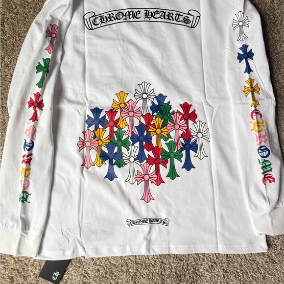 Chrome Hearts White Shirt with Colorful Crosses